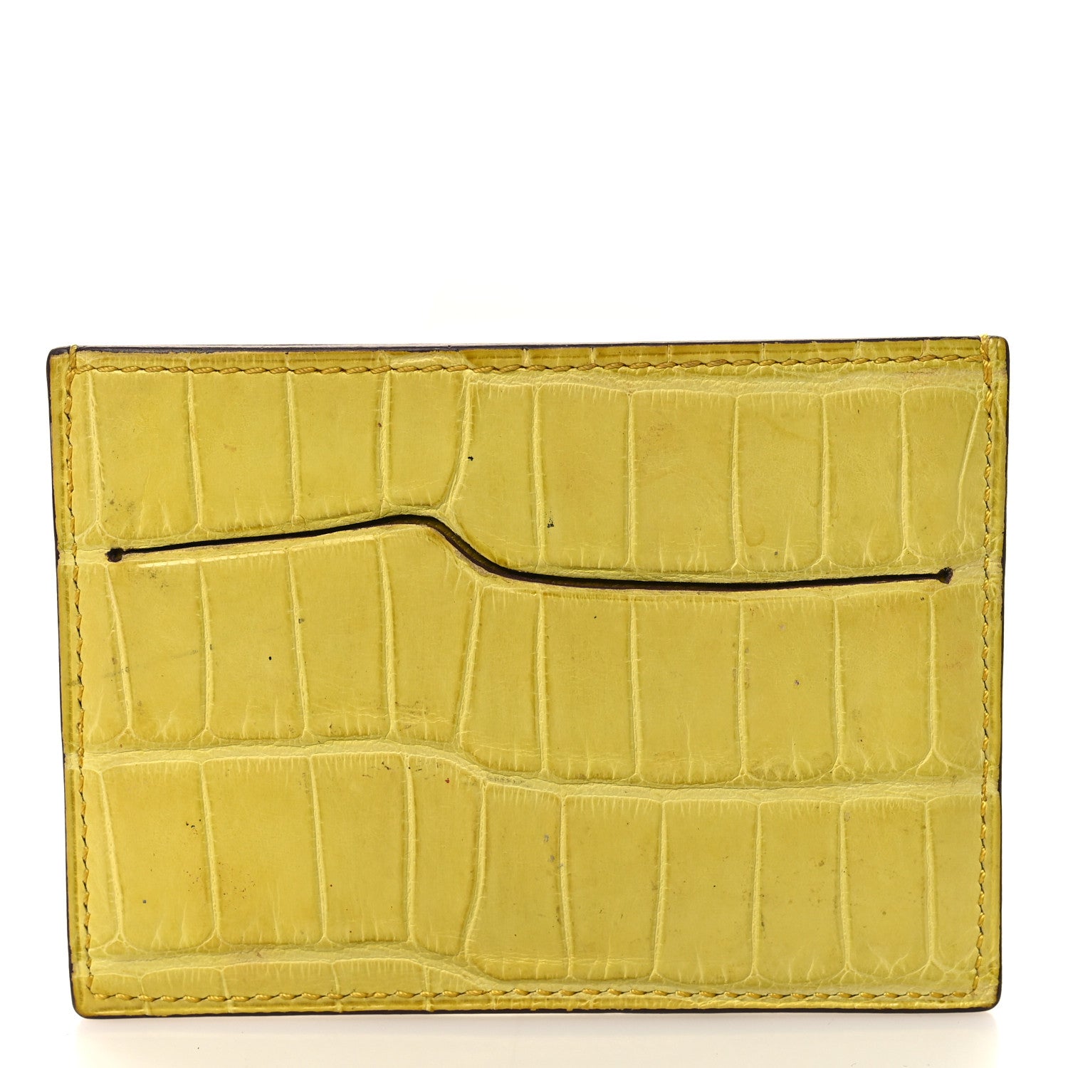 Hermes Matte Alligator Petit H Card Case Mimosa 8 of 8