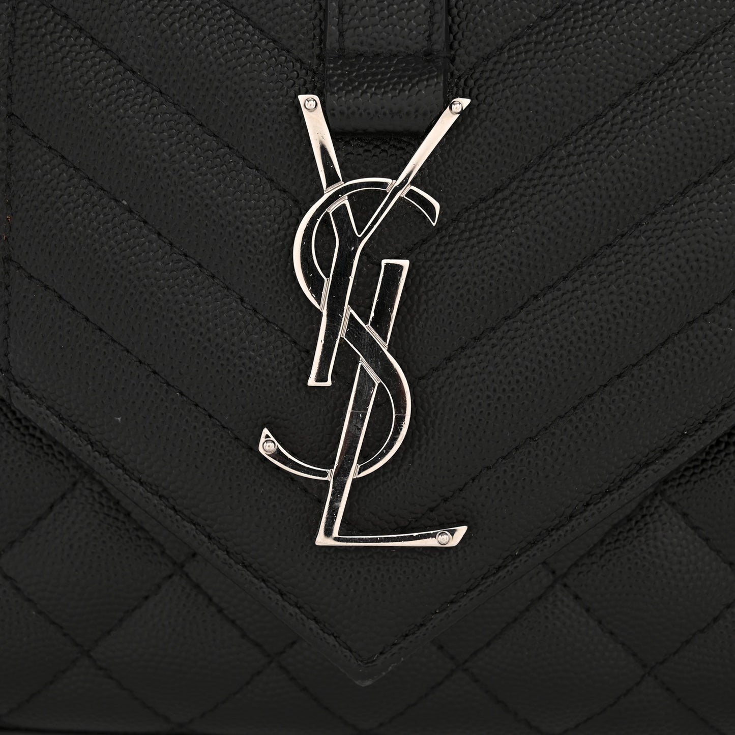 Grain De Poudre Textured Mixed Matelasse Triquilt Small Monogram Satchel Black