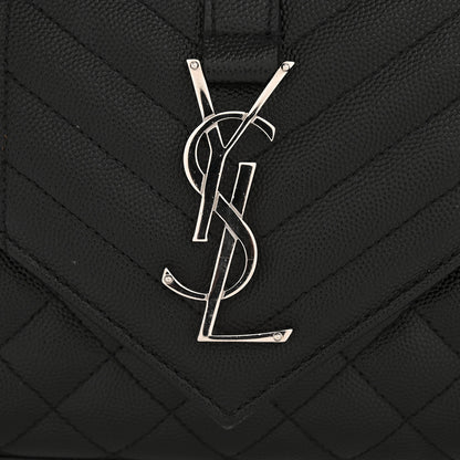 Saint Laurent Grain De Poudre Textured Mixed Matelasse Triquilt Small Monogram Satchel Black 12 of 14
