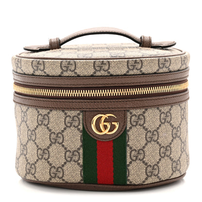 Gucci GG Supreme Monogram Textured Calfskin Web Ophidia Vanity Cosmetic Case Beige Ebony New Acero 1 of 9