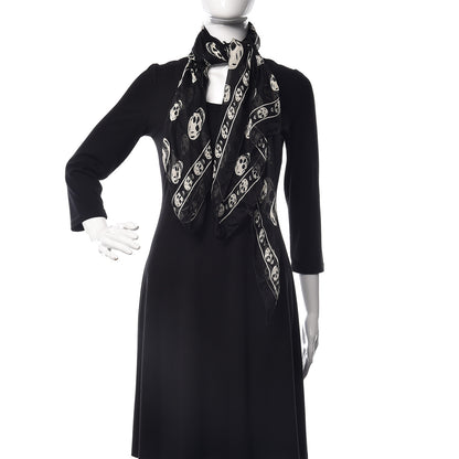 Alexander McQueen Silk Chiffon Skull Scarf Black Ivory 2 of 4