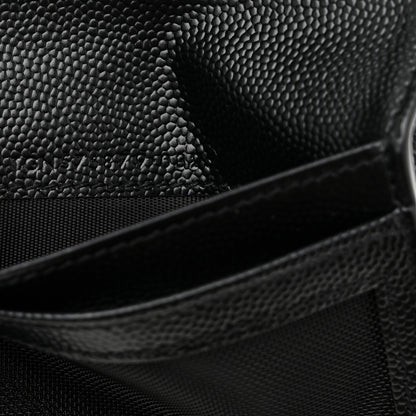 Saint Laurent Grain De Poudre Matelasse Chevron Monogram Zipped Card Case Black 7 of 8