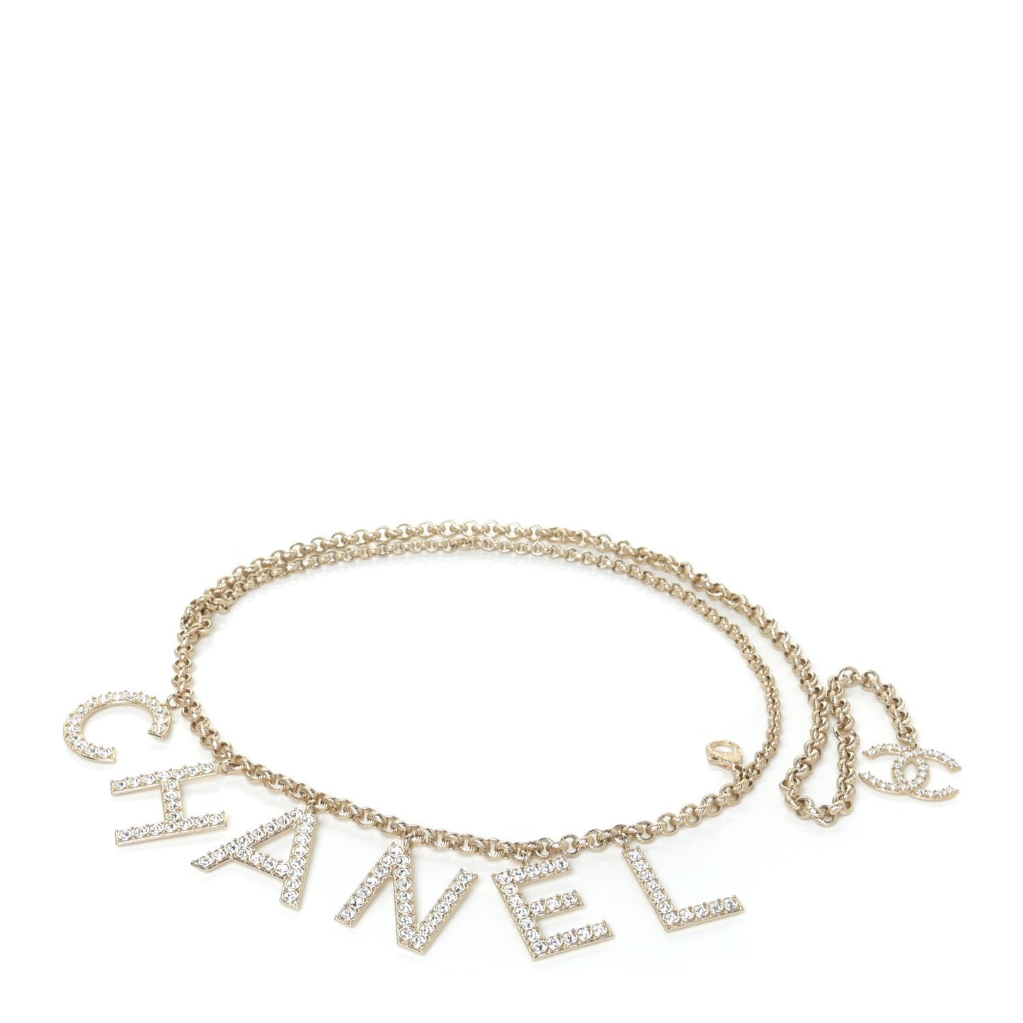 Crystal City of Lights Letter Chain Belt Gold