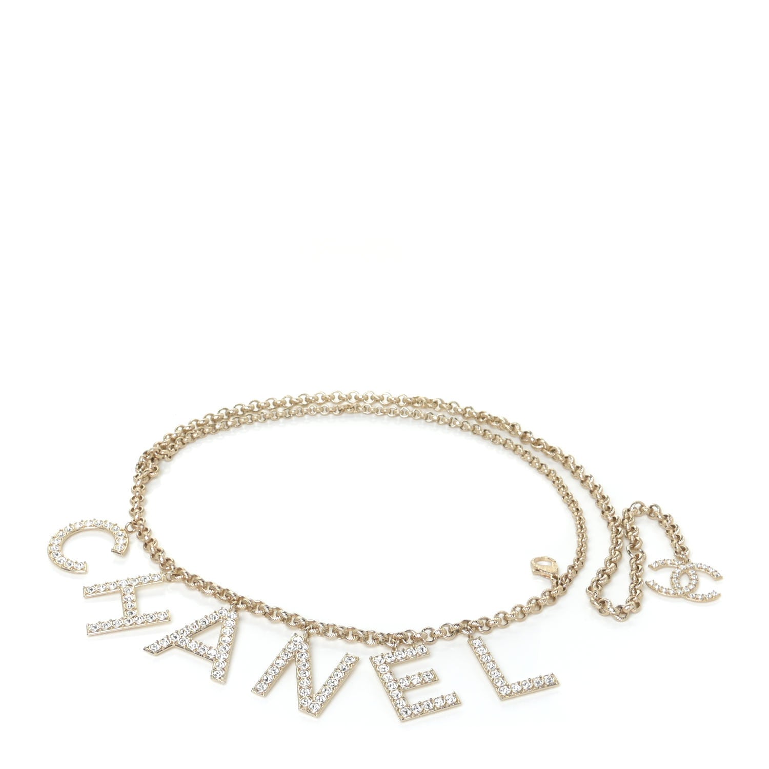 Chanel Crystal City of Lights Letter Chain Belt Gold 1 of 5