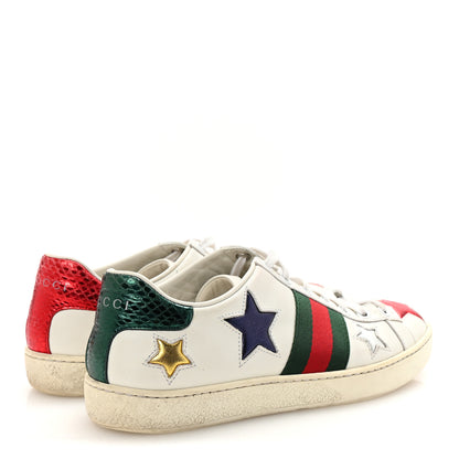 Gucci Calfskin Ayers Web Star Embroidered Womens Ace Sneakers 35.5 White Multi 5 of 9