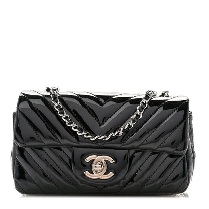 Chanel Patent Calfskin Chevron Quilted Extra Mini Flap Black 1 of 11