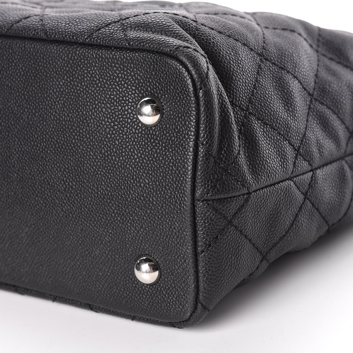 Grained Calfskin Quilted Small Daily Shopping Tote Black