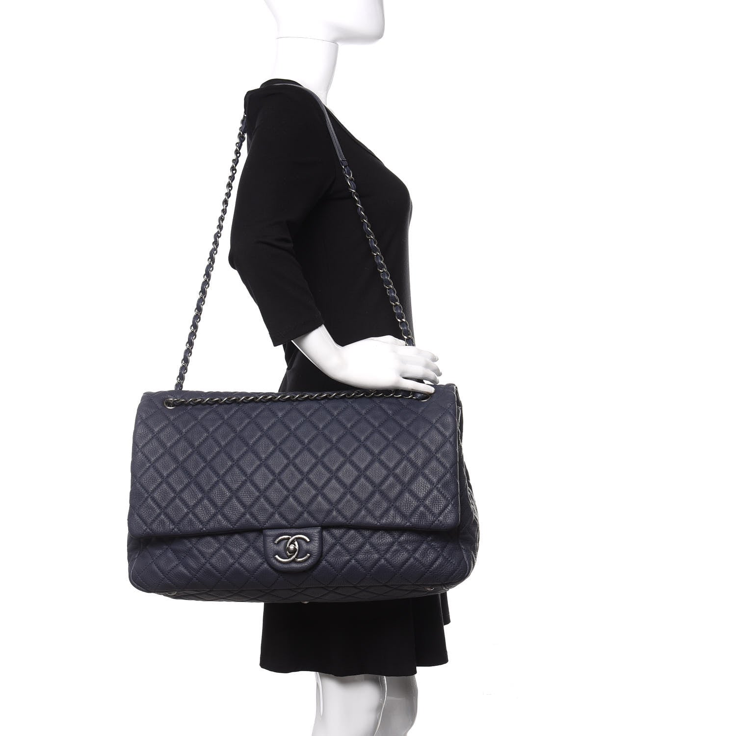Chanel Calfskin Quilted XXL Travel Flap Bag Navy 2 of 10