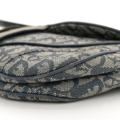 Christian Dior Monogram Double Saddle Bag Navy Blue 10 of 14