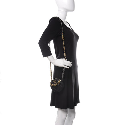 Chanel Shiny Goatskin Quilted 19 Round Clutch With Chain Black 2 of 11