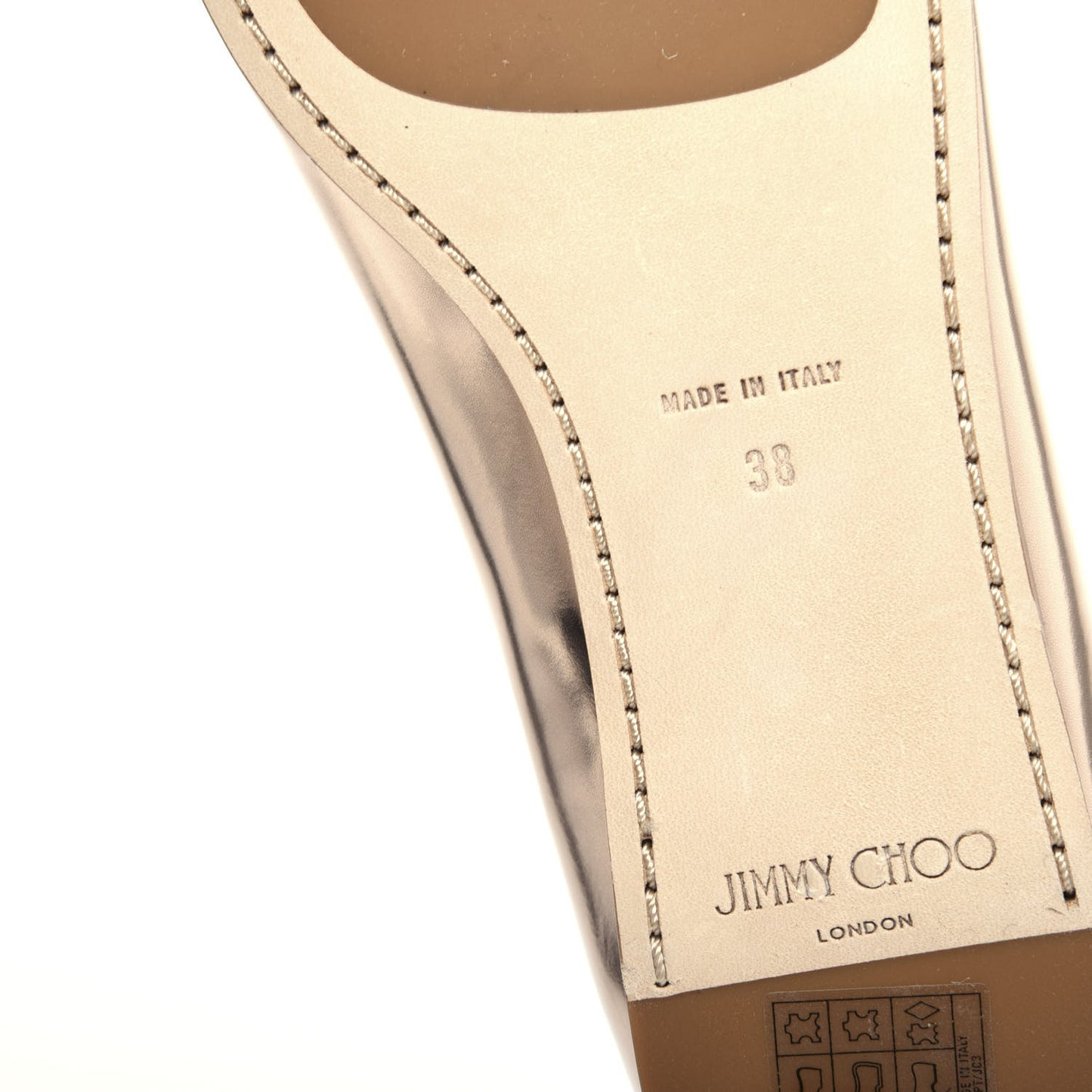 Metallic Mirror Calfskin Garmeen Flats 38 Nude