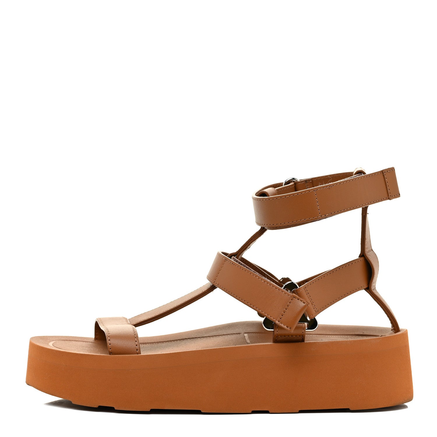 Hermes Calfskin Womens Enid Sandals 37 Gold 1 of 11