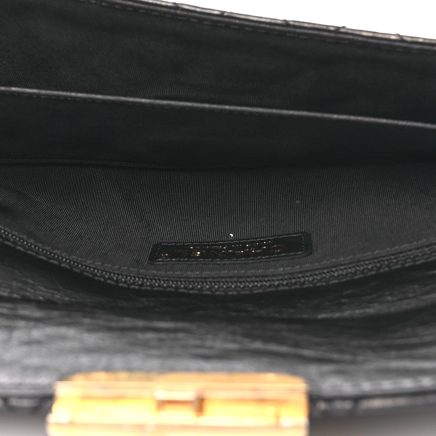 Chanel Metallic Aged Calfskin Quilted Paris Hamburg Clutch Black 5 of 9