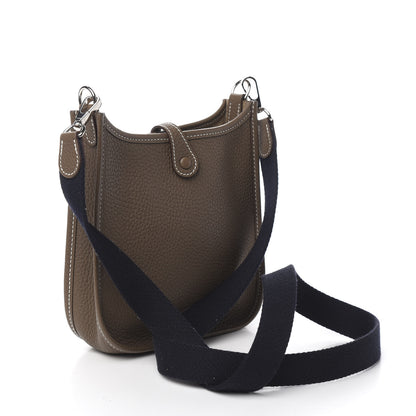 Hermes Taurillon Clemence Amazone Evelyne TPM Etoupe Bleu Indigo 2 of 9