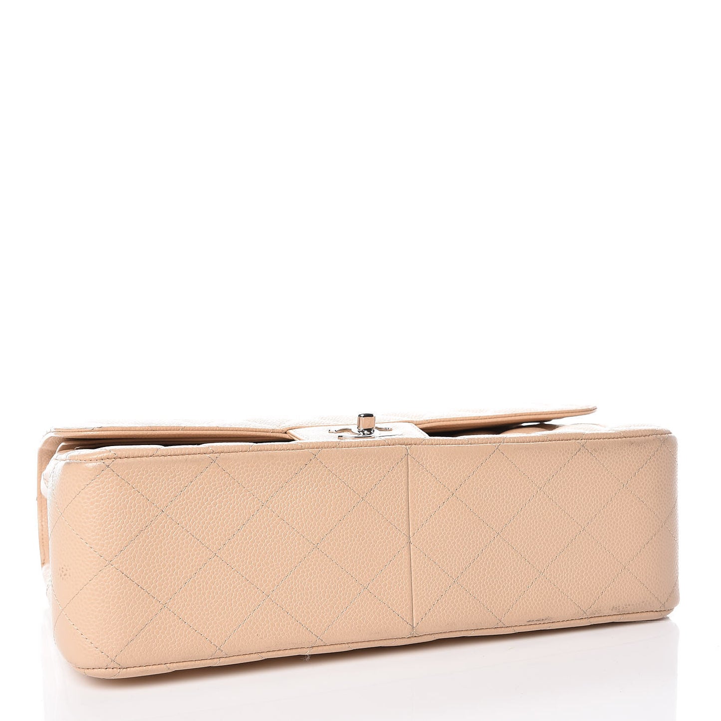 Caviar Quilted Jumbo Double Flap Beige Clair