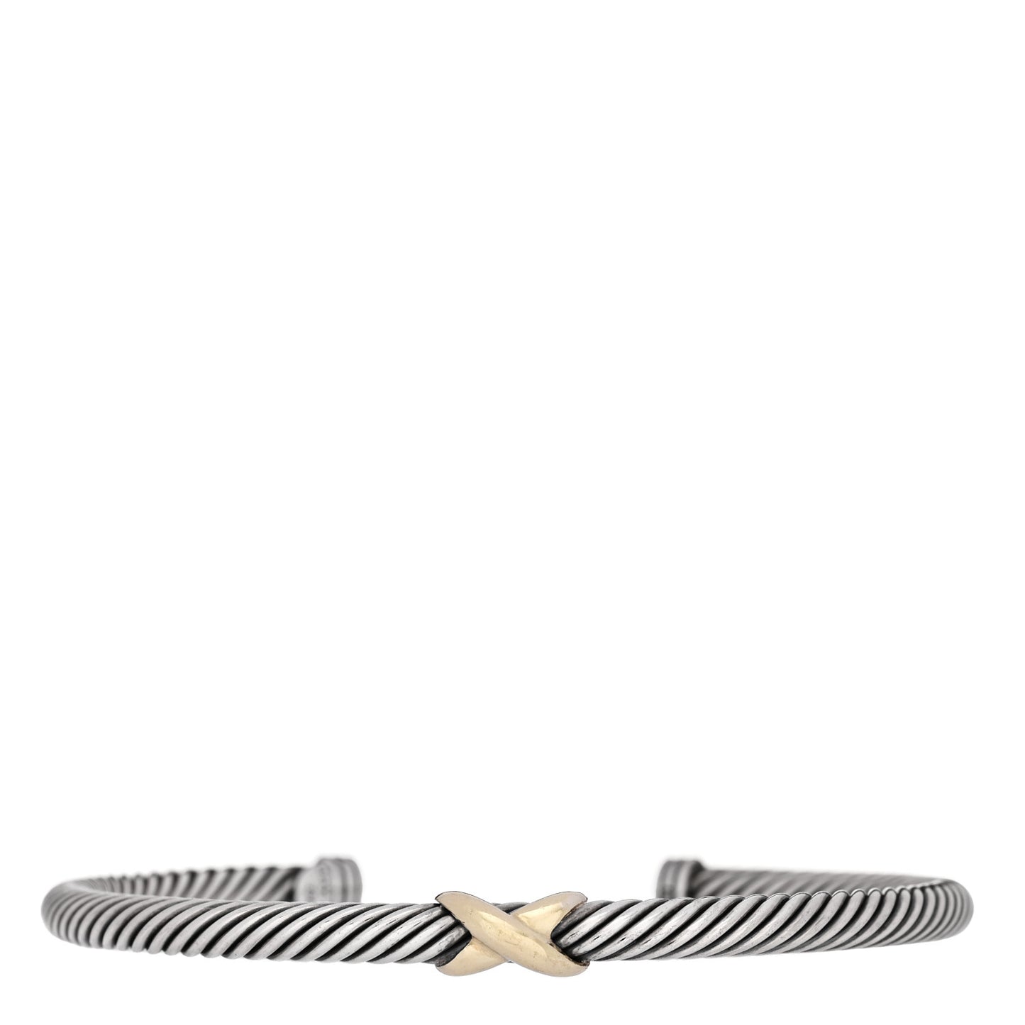 Sterling Silver 14K Yellow Gold 4mm X Station Cable Bracelet