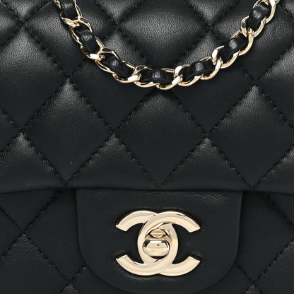 Chanel Lambskin Quilted Mini Top Handle Rectangular Flap Black 8 of 13