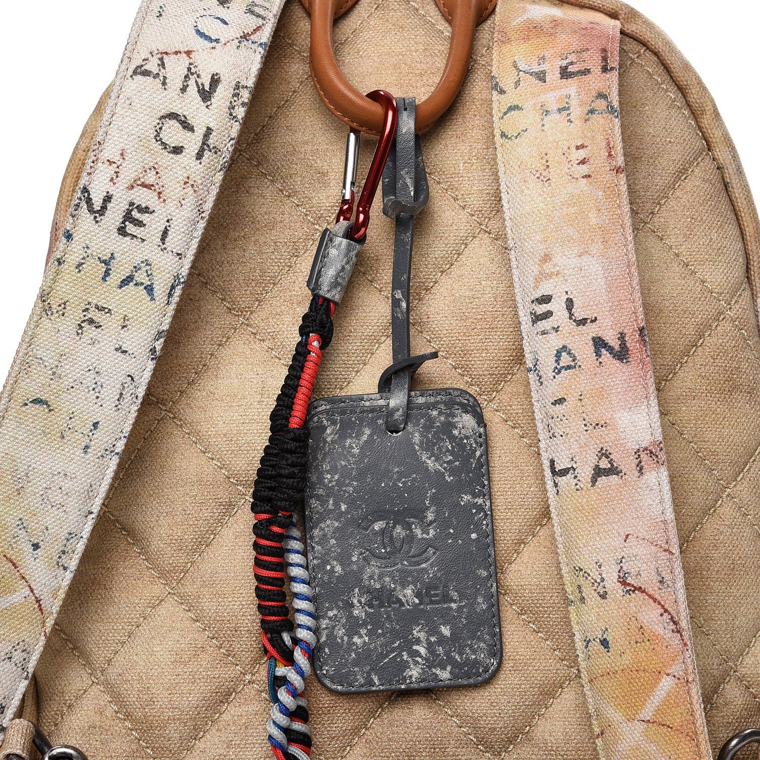 Chanel Graffiti Printed Canvas Medium Backpack Beige 7 of 7