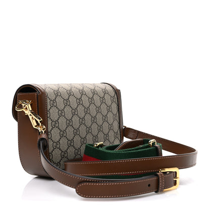 Gucci GG Supreme Monogram Web Mini Horsebit 1955 Shoulder Bag Beige Brown Sugar 3 of 10