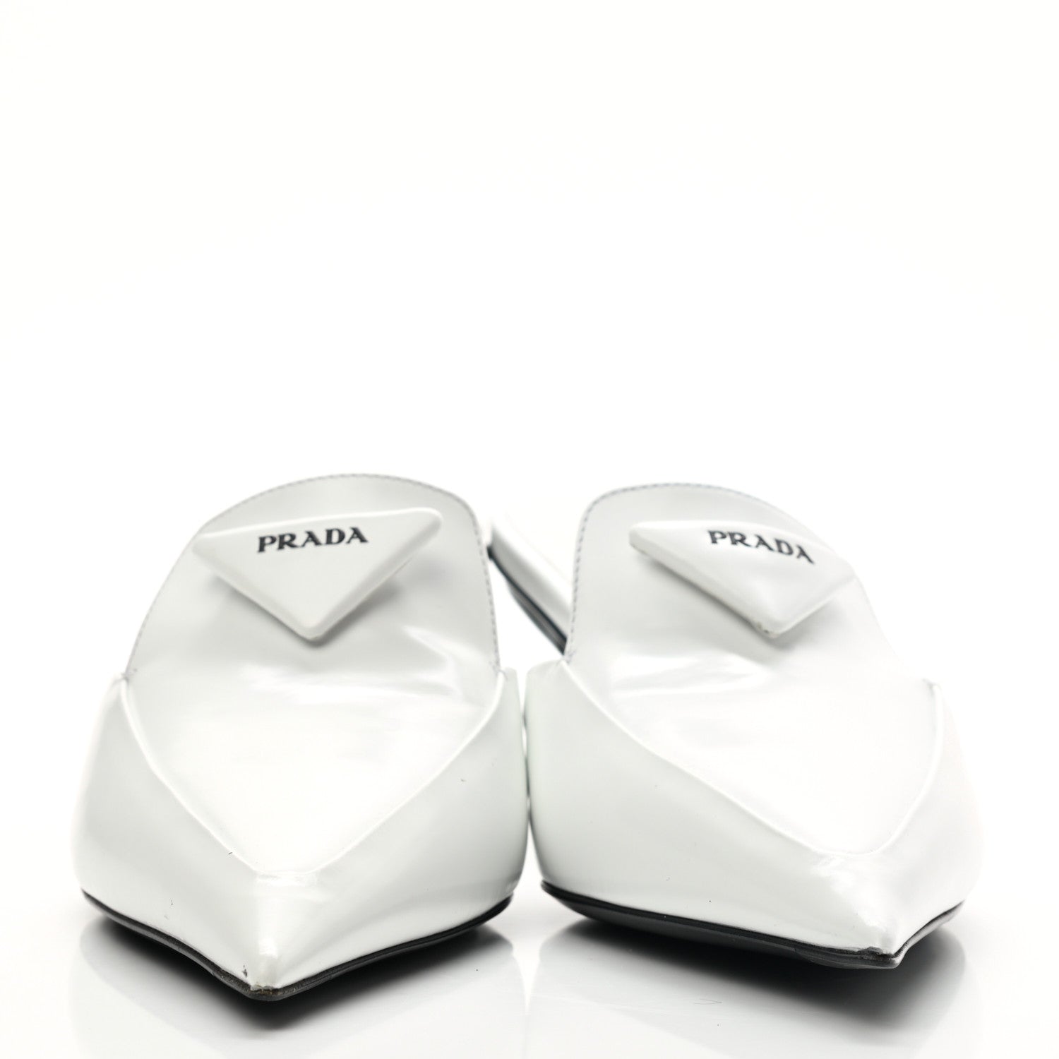 Prada Spazzolato Triangle Logo Pointed Toe 55mm Mules 35 White 2 of 12