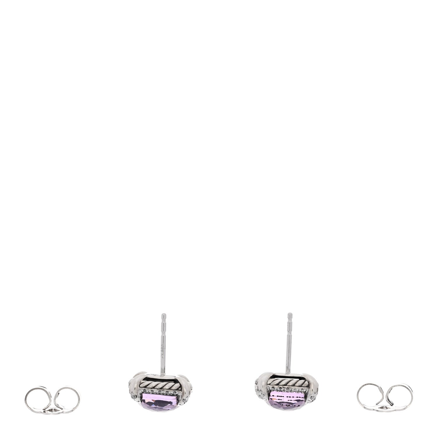 David Yurman Sterling Silver Diamond Black Orchid 9mm Chatelaine Bezel Earrings 3 of 4