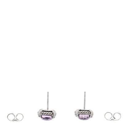 David Yurman Sterling Silver Diamond Black Orchid 9mm Chatelaine Bezel Earrings 3 of 4