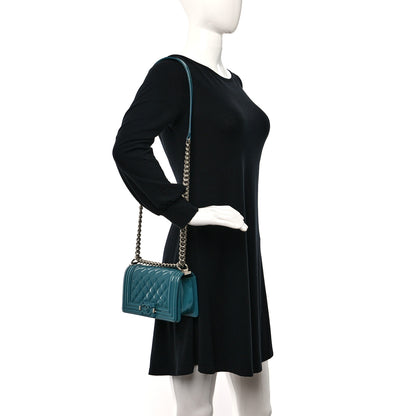 Chanel Patent Calfskin Quilted Small Plexiglass Boy Flap Turquoise 2 of 9