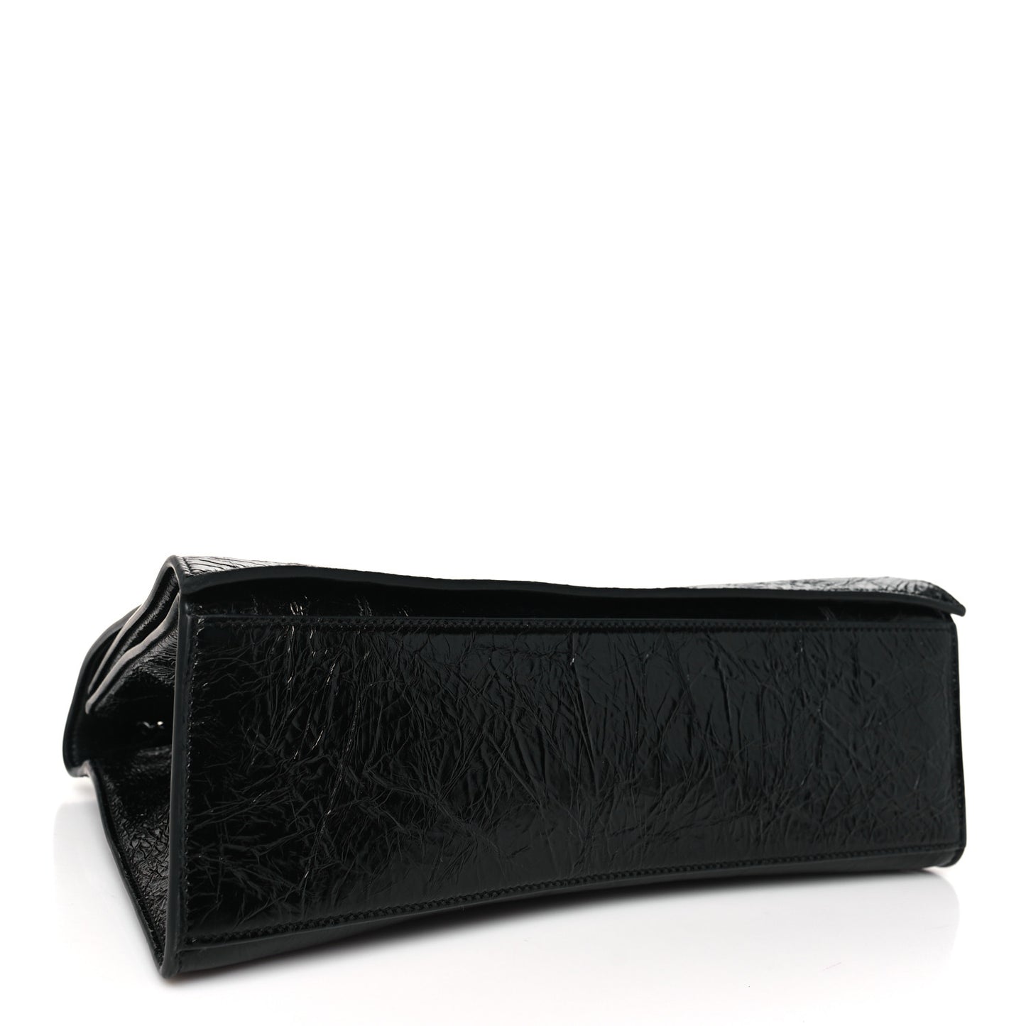 Crushed Calfskin Monochrome Medium Crush Chain Bag Black