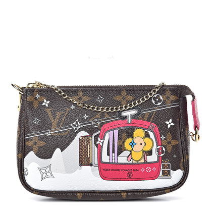 Louis Vuitton Monogram 2019 Christmas Animation Mini Courchevel Pochette Accessories Fuchsia 1 of 7