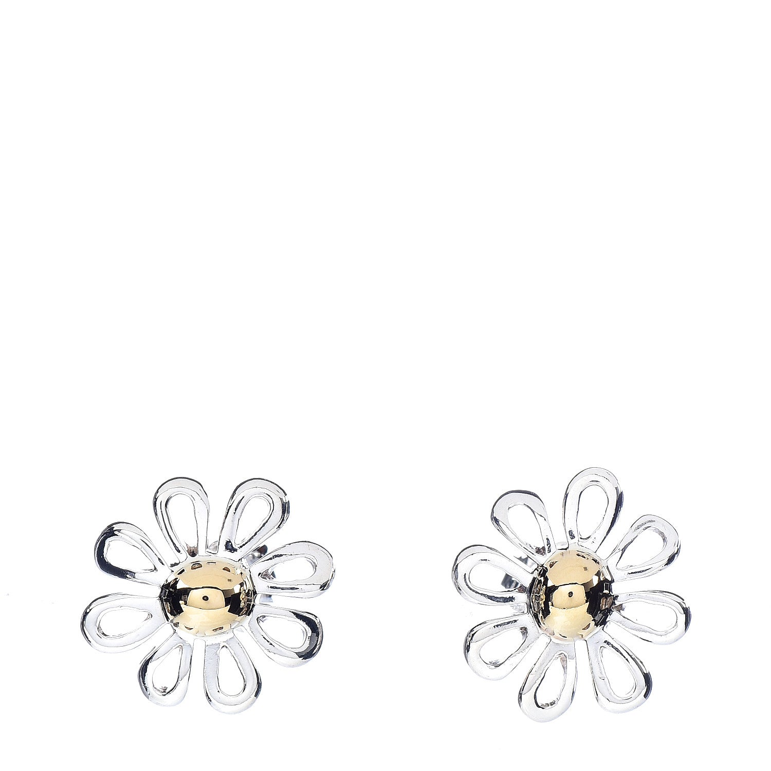Tiffany Sterling Silver 18K Yellow Gold Paloma Picasso Daisy Stud Earrings 1 of 5