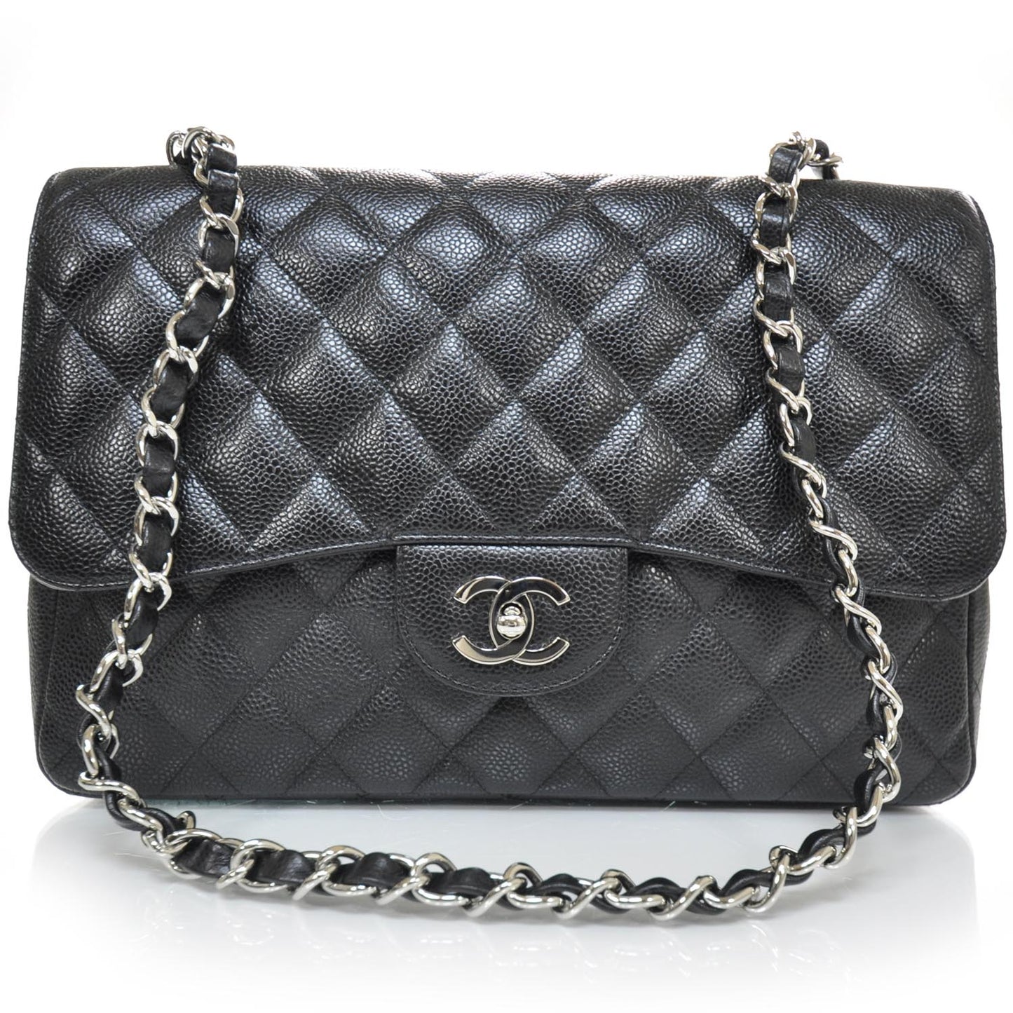 Caviar Quilted Jumbo Flap Black SHW