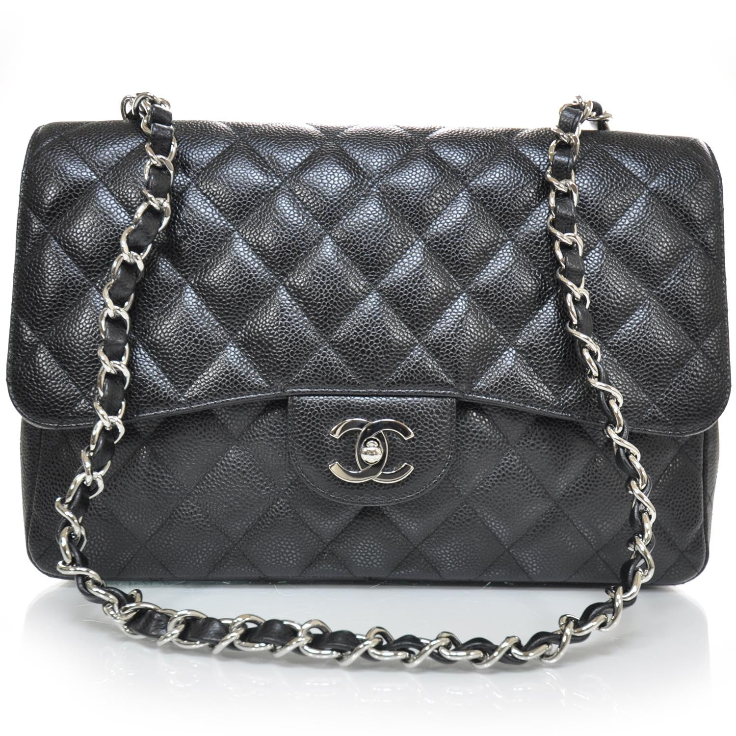 Chanel Caviar Quilted Jumbo Flap Black SHW 2 of 11