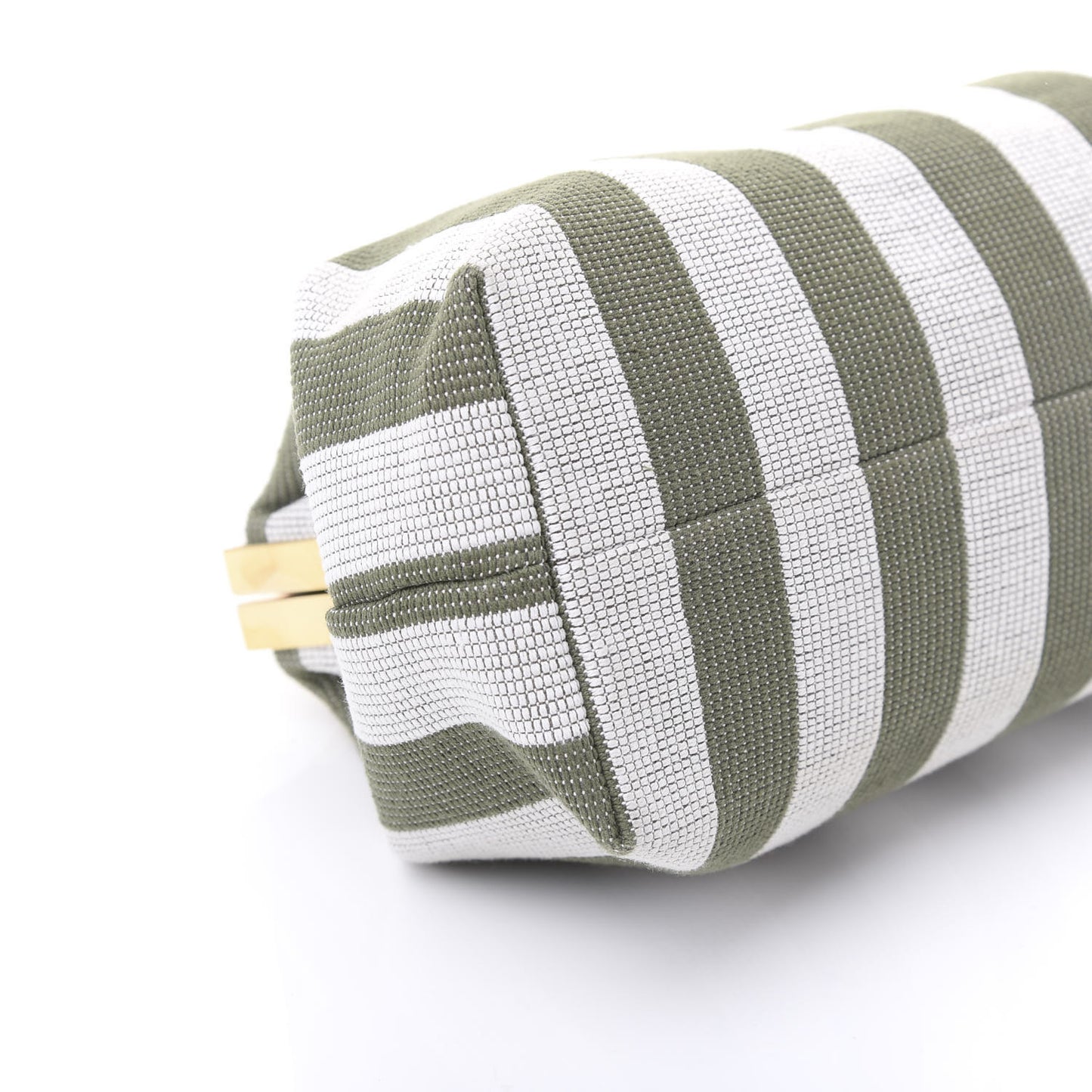 Canvas Stripe Volume Chain Clutch Green White