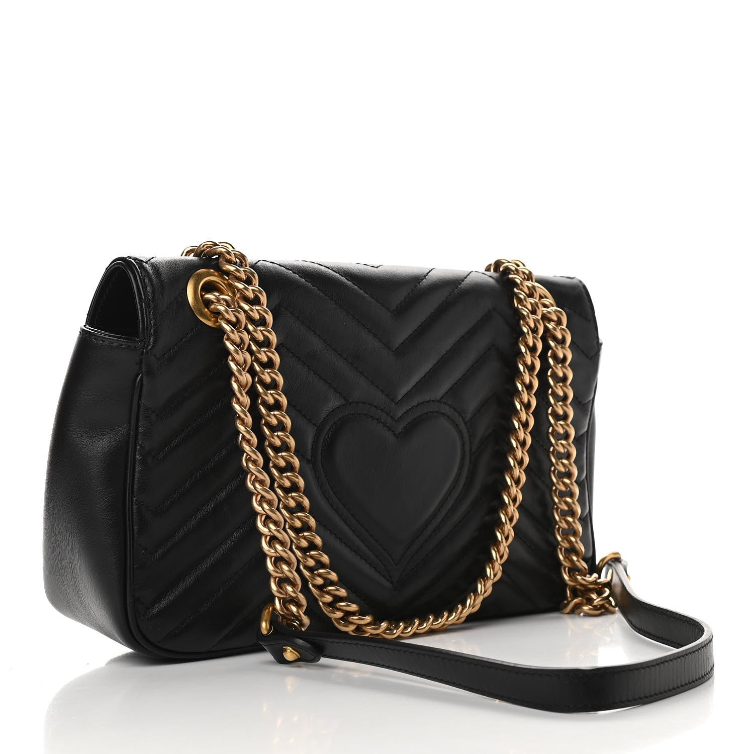 Gucci Calfskin Matelasse Small GG Marmont Shoulder Bag Black 3 of 10