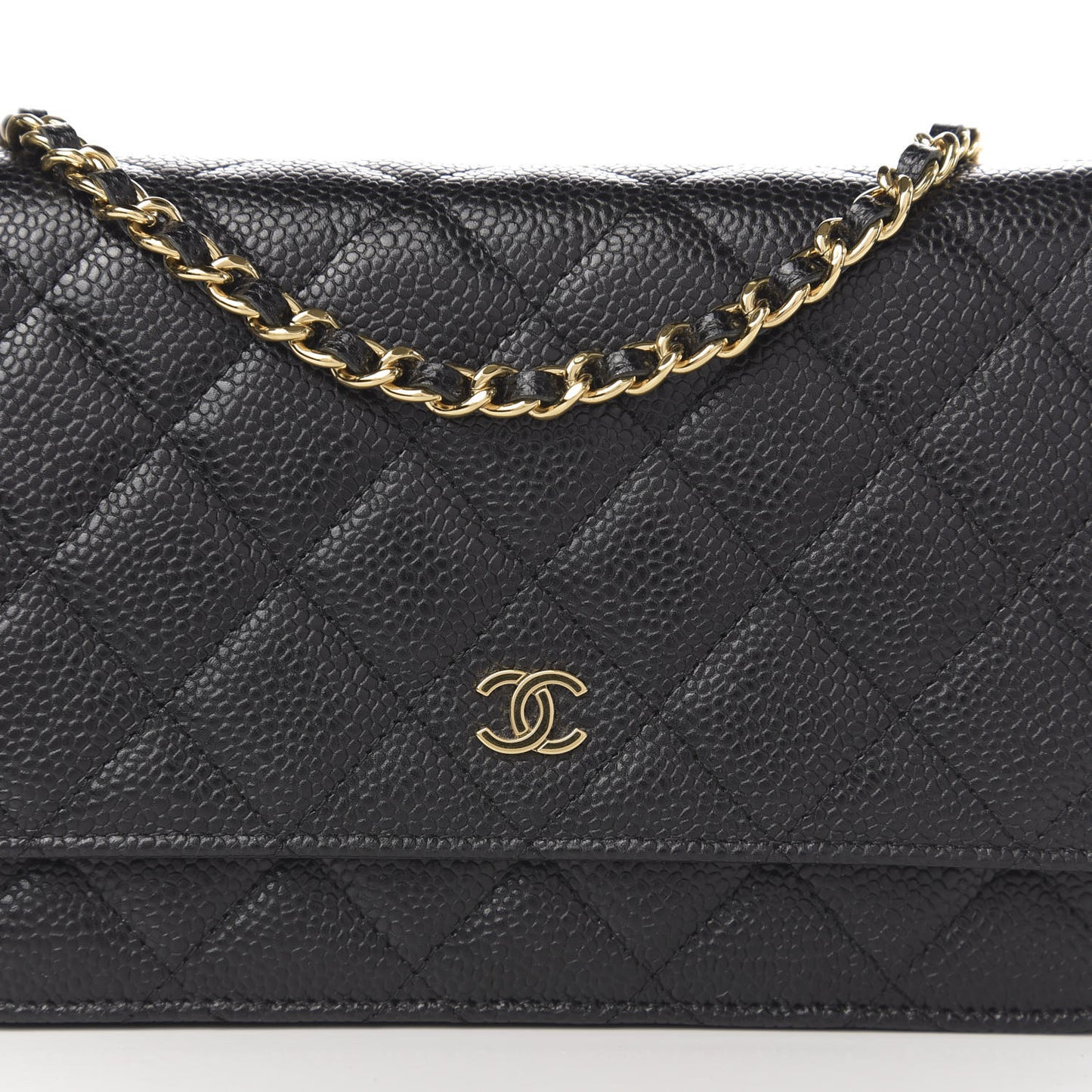 Caviar Quilted Wallet On Chain WOC Black
