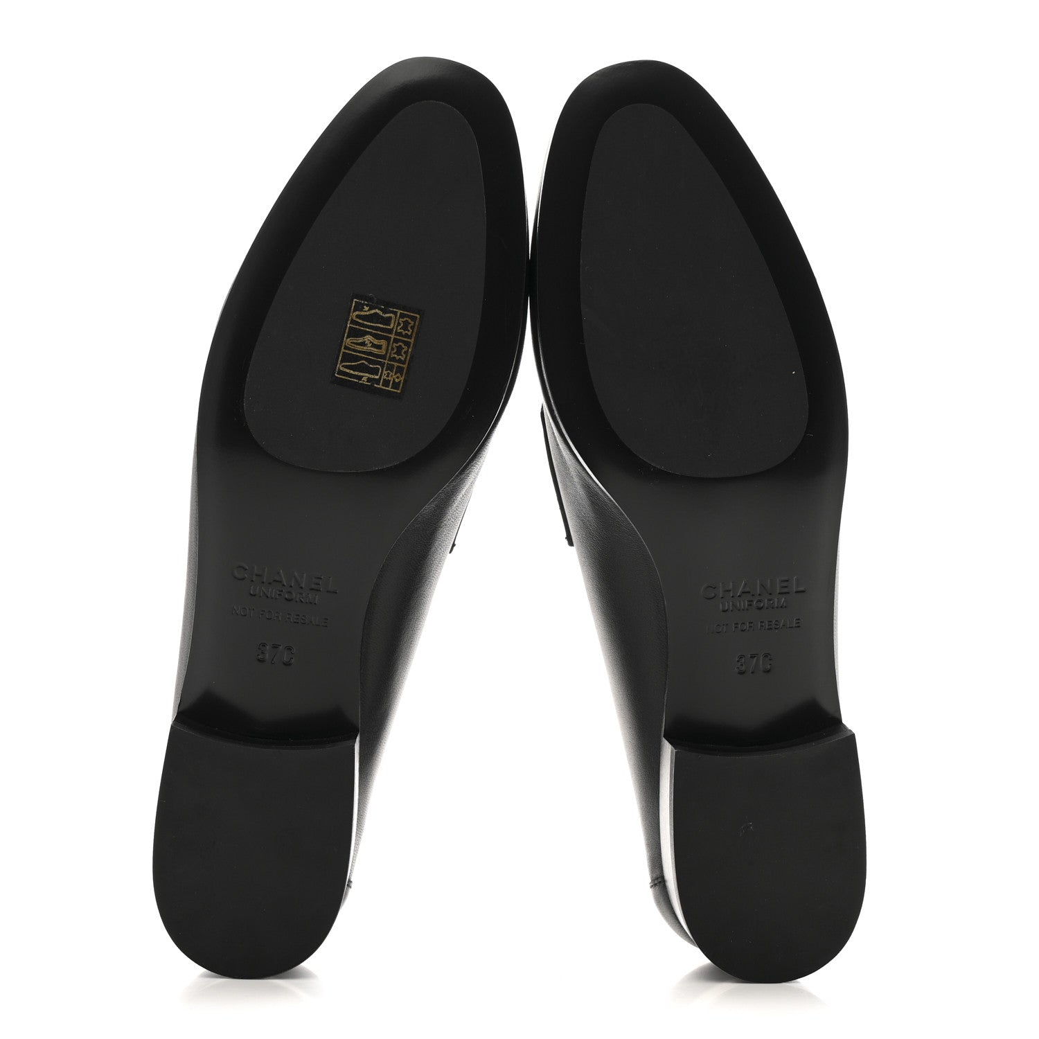 Chanel Calfskin Womens Stitched CC Loafers 37 Black 6 of 11