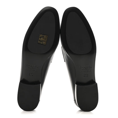 Chanel Calfskin Womens Stitched CC Loafers 37 Black 6 of 11