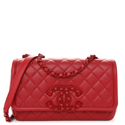 Chanel Calfskin Quilted Medium CC Filigree Flap Red 1 of 10