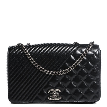 Chanel Glazed Calfskin Quilted Medium Coco Boy Flap Black 1 of 7