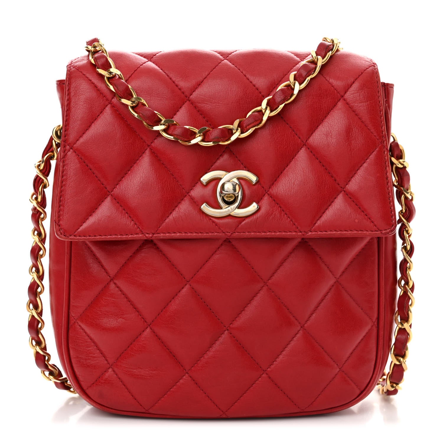 Chanel Lambskin Quilted Flap Crossbody Red 1 of 14
