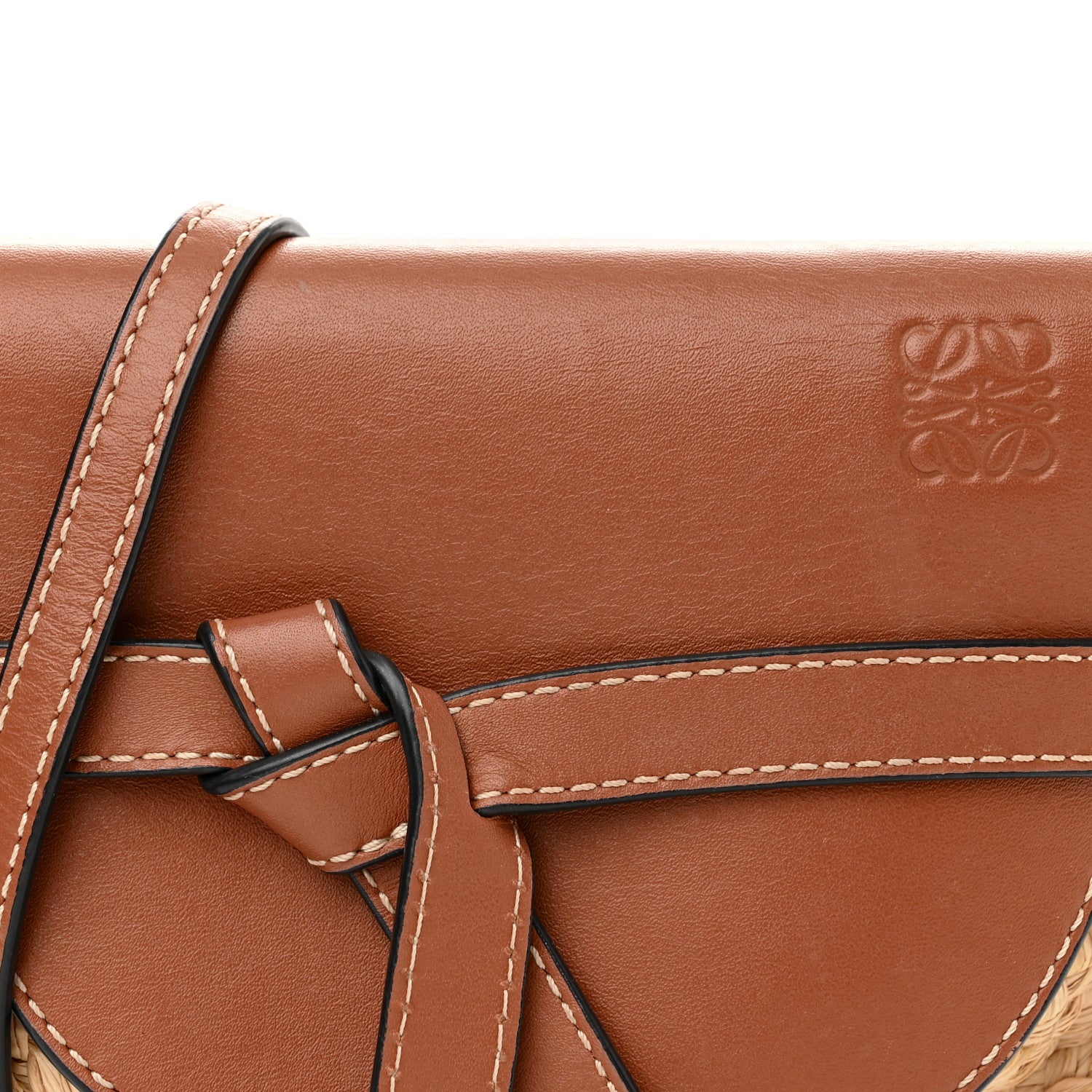 Loewe Calfskin Raffia Mini Gate Crossbody Bag Natural Tan 8 of 13