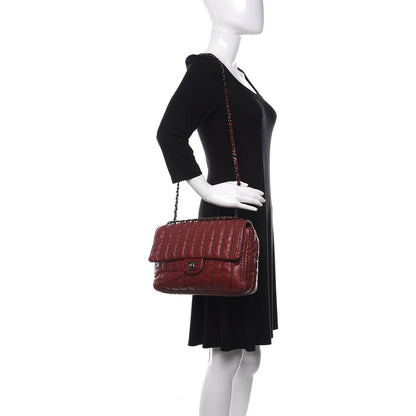 Chanel Lambskin Vertical Stitch Jumbo Single Flap Dark Red 3 of 15