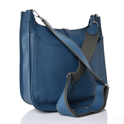 Hermes Taurillon Clemence Amazone Evelyne III GM Bleu de Galice 3 of 10