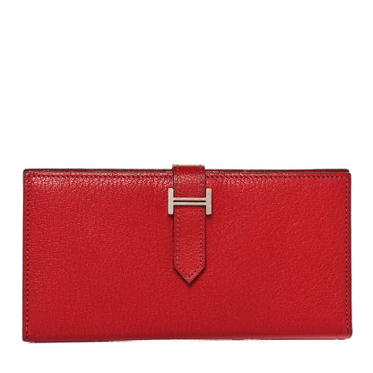 Hermes Chevre Mysore Bearn Gusset Wallet Rouge Garance 1 of 7