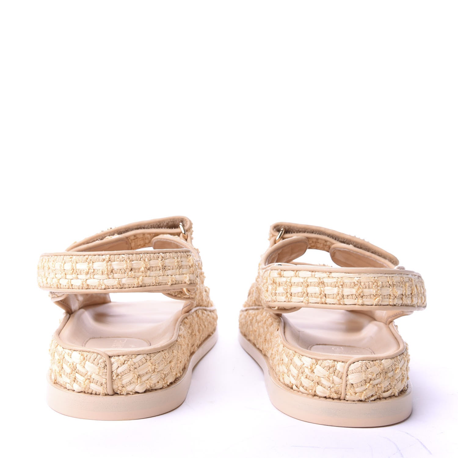 Chanel Braided Fabric Velcro Dad Sandals 39 Beige 6 of 10
