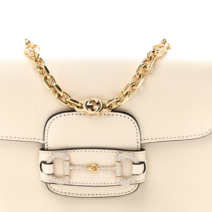 Gucci Azalea Calfskin Mini Crystal Horsebit 1955 Shoulder Bag Mystic White 8 of 10