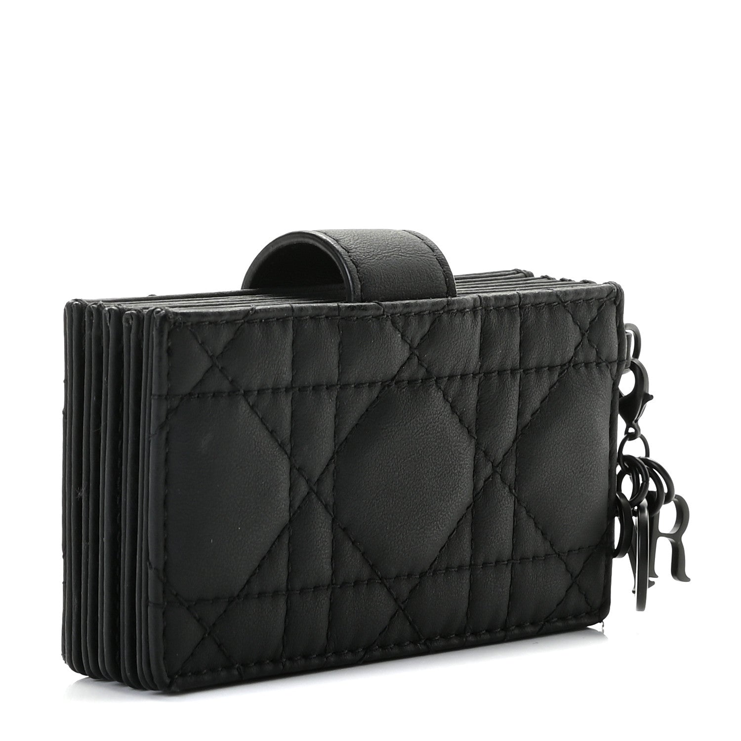 Christian Dior Ultra Matte Calfskin Cannage Lady Dior 5-Gusset Card Holder Black 3 of 7