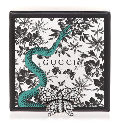 Gucci Metal Crystal Butterfly Studded Ring M Silver 6 of 6