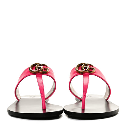 Gucci Calfskin GG Marmont Thong Sandals 37 Fuxia Fluo 2 of 12