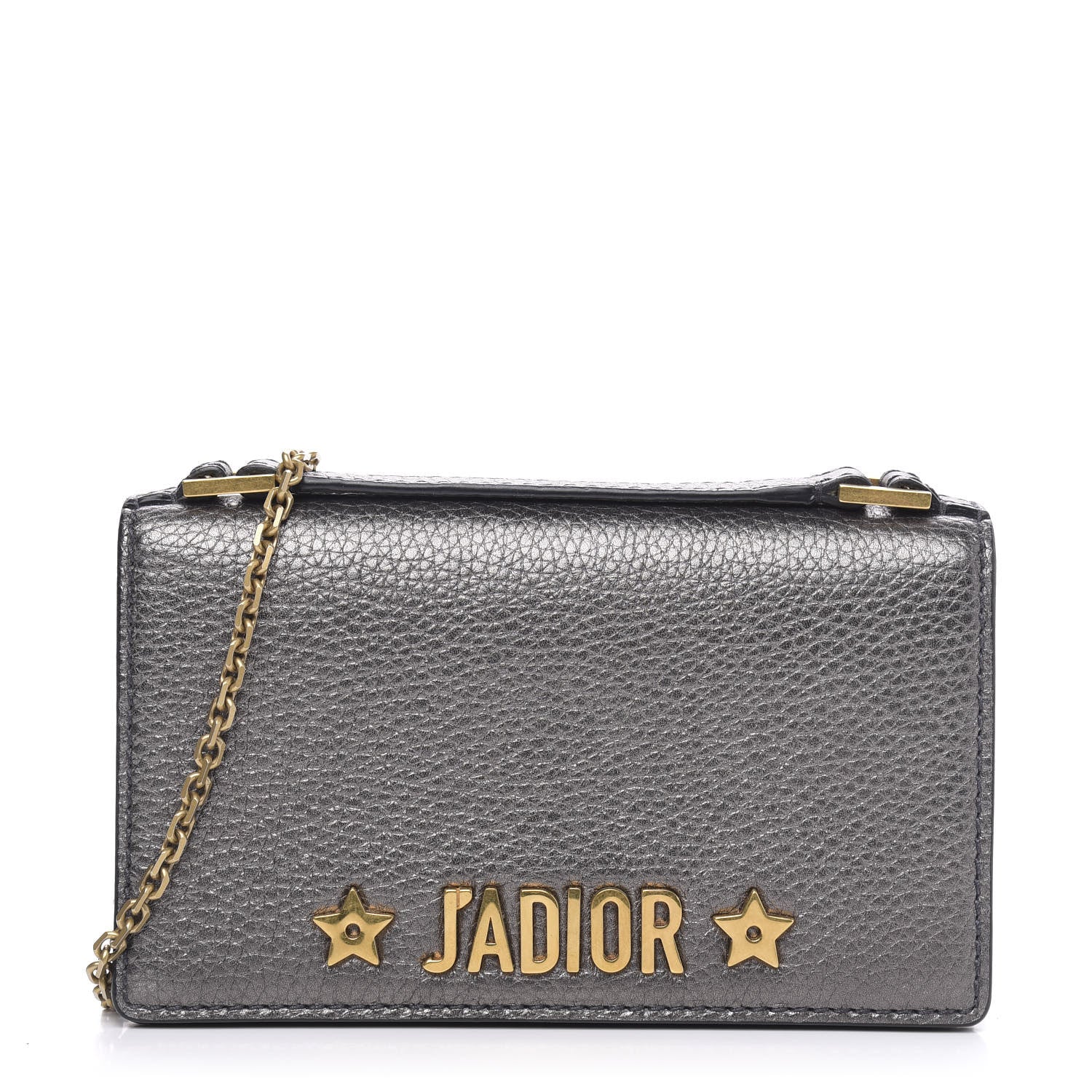 Christian Dior Metallic Grained Calfskin J'adior Clutch Gunmetal 1 of 10